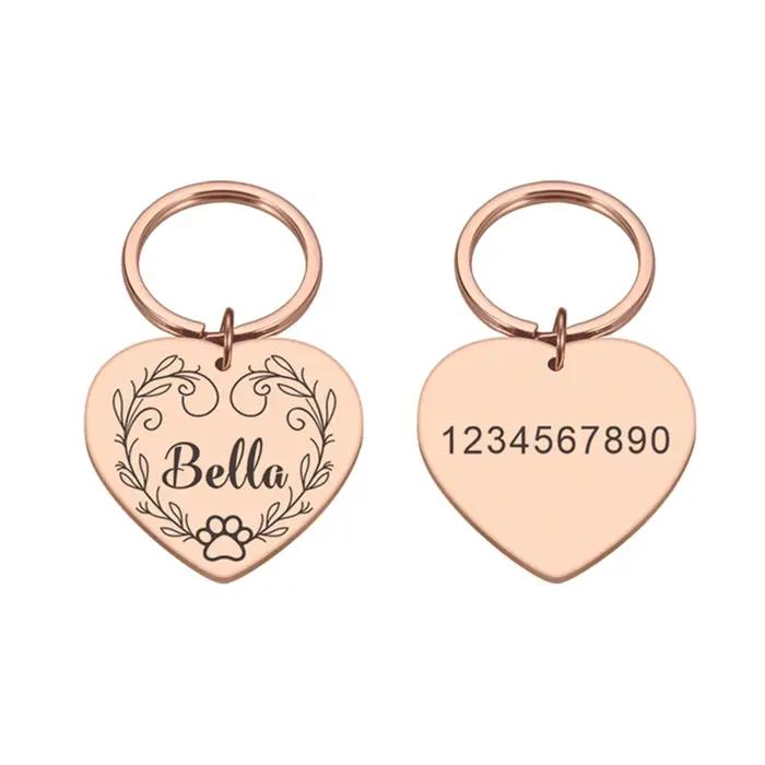 Médaille personnalisée pour chien avec imprimés de pattes et vigne nommée et symboles mignons pour colliers de chiens occasions spéciales