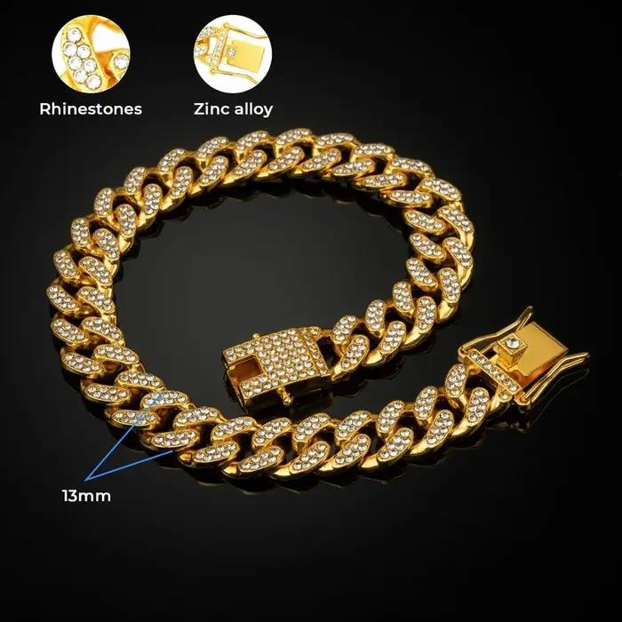 Collier pour chien en or avec chaîne et diamants