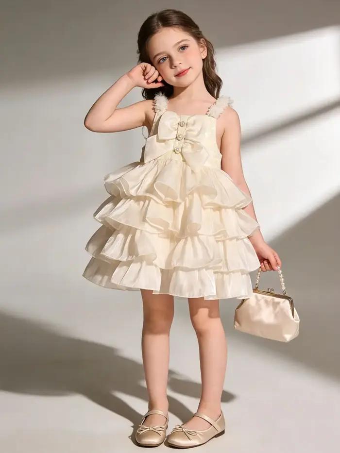 Robe de princesse pour filles 2026 jupe tutu sans manches silhouette élégante tenue de soirée et de concours pour enfants occasions spéciales