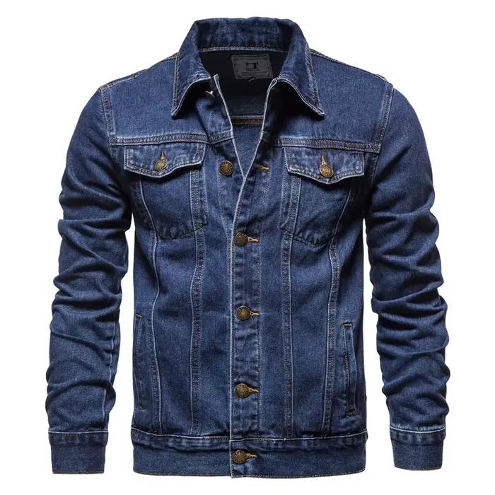 2025 automne Hommes solide Denim vestes mode moto Vintage jean