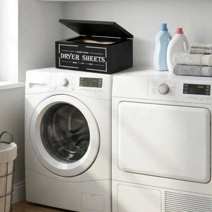 Distributeur de feuilles de séchage en bois rustique, anti-poussière, avec couvercle, grande capacité, organisateur de buanderie, rangement de salle de bain
