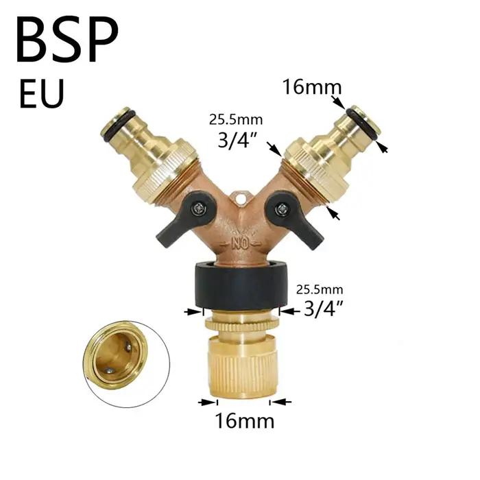 Séparateur de tuyau d'arrosage en plastique et laiton