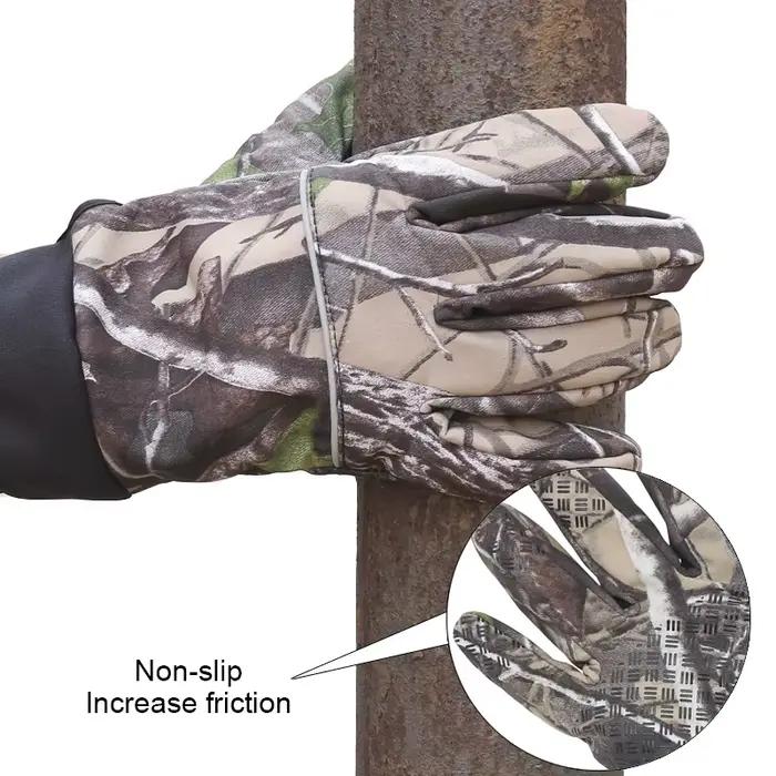 Gants de chasse homme vélo doigts entiers anti-dérapant tactiles polaire camouflage printemps automne