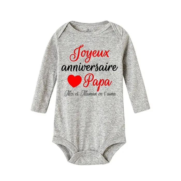 Bodysuit bébé anniversaire personnalisé - Combinaison manches longues imprimé - Vêtement fête papa maman