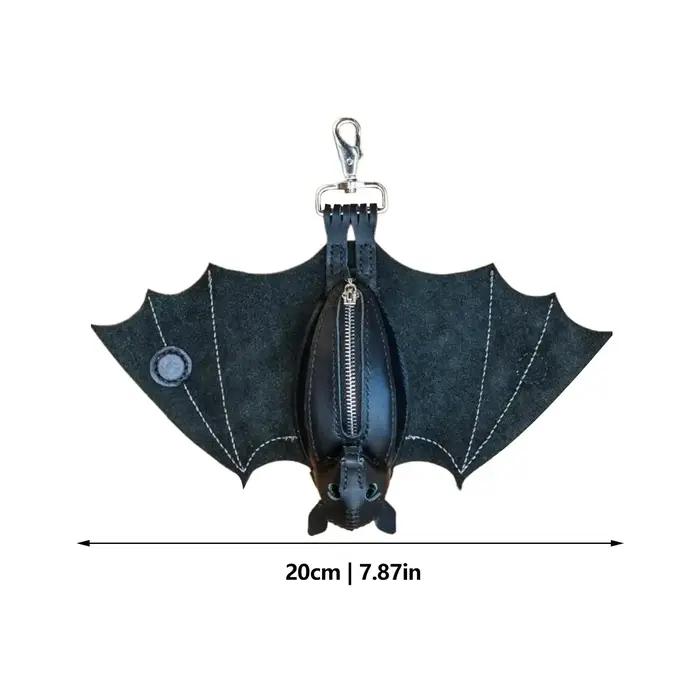 Porte-monnaie en cuir PU, sac gothique chauve-souris, porte-clés, porte-monnaie avec ailes pliables pour le shopping, les voyages, le travail, les événements scolaires, les activités de plein air