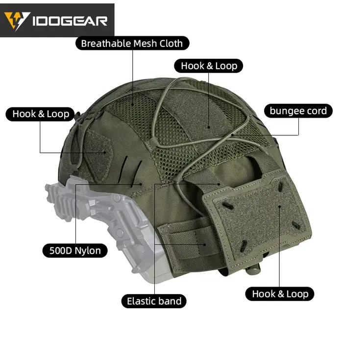 Housse nylon camouflage pour casque Wendy 3.0 chasse - Cover avec poche batterie NVG laser 3814
