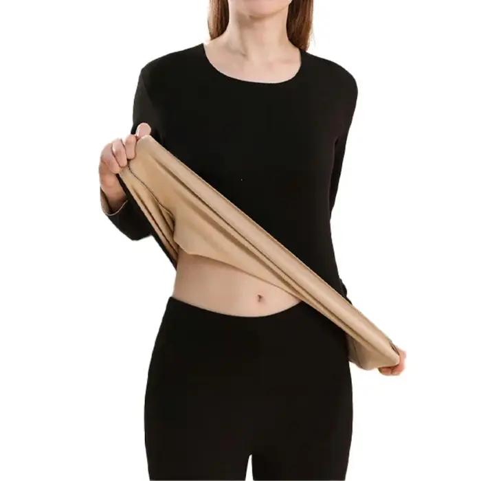 Ensemble de sous-vêtements thermiques pour femmes premieres couches de base calecons longs doubles en polaire pour hiver par temps froid occasions speciales
