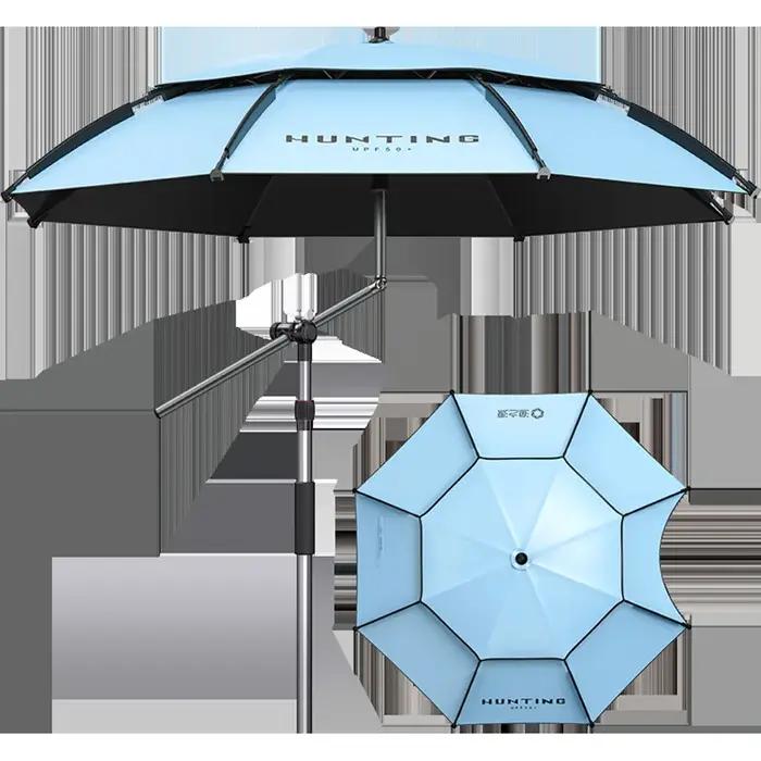 YUZHIYUAN Parapluie à boucle de chasse 14 bords 360 ° Parapluie de pêche Portable léger et réglable, pare-soleil de plage en plein air
