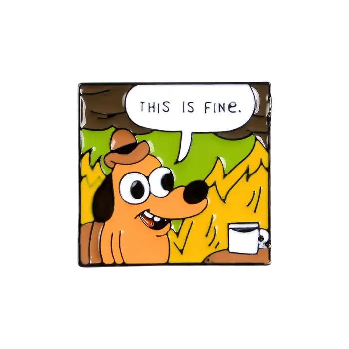 Pins de chien de dessin animé Catch Fire, épingle en émail à revers fin, broches amusantes d'humour,