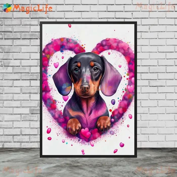 Chien avec fleurs de roses