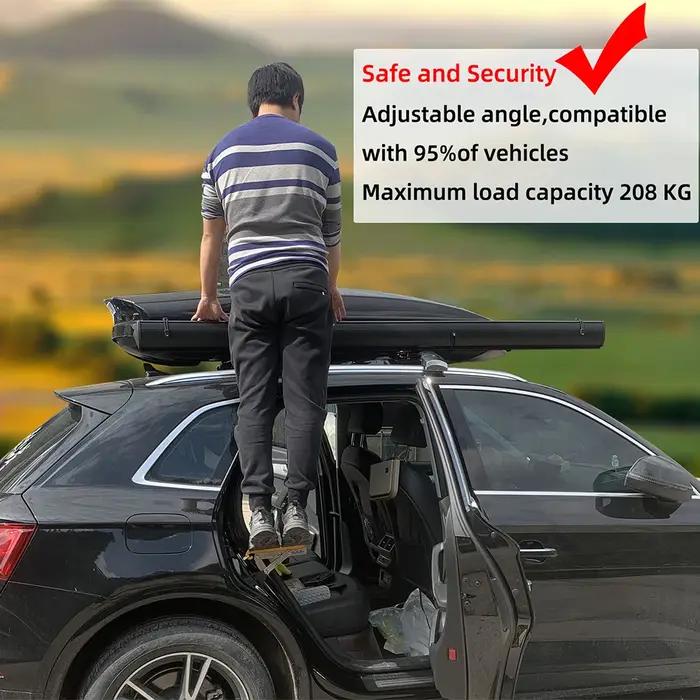 Support de toit de voiture universel en aluminium de 440 Lbs, loquet de porte adapté au toit, pédale