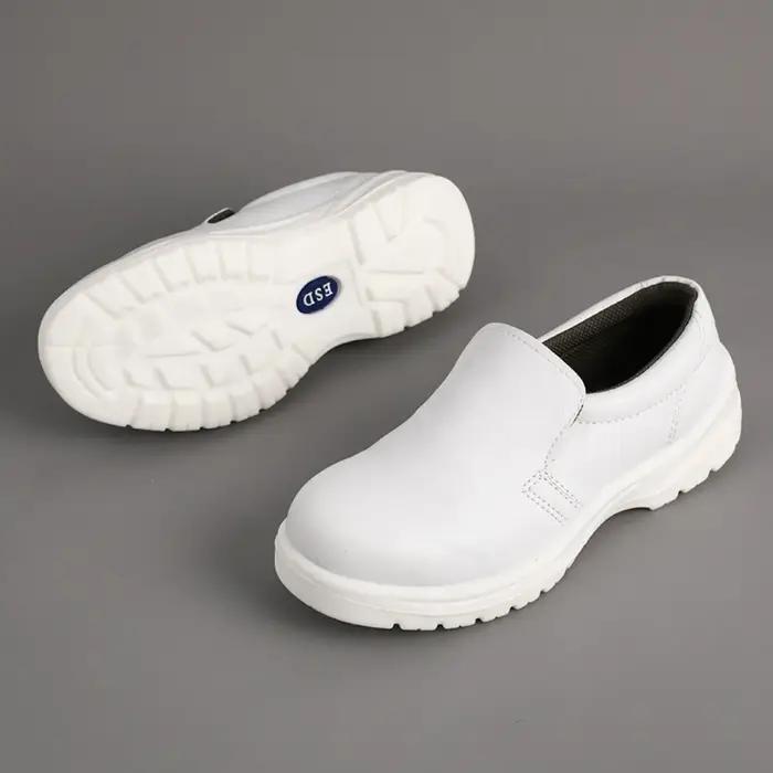 Chaussures de sécurité antistatiques blanches pour hommes embout en acier protection contre les chocs et la compression pour soudure et transformation alimentaire