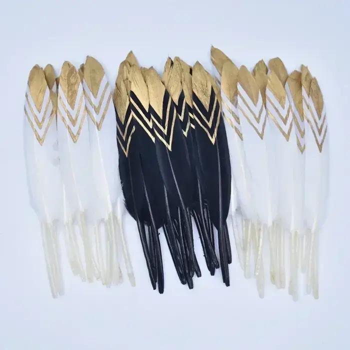 Lot de 20 Plumes de Canard et d'Oie Plaquées Or pour Artisanat DIY