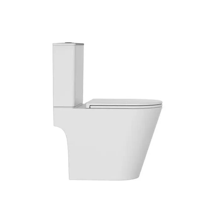 WC Jetman Europe Tornado en céramique deux pièces pour salle de bains moderne avec système de chasse d'eau Tornado et design sans bride pour une installation facile