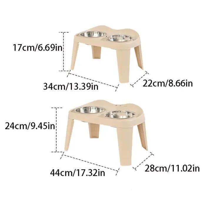 Bol pour chien en acier inoxydable, grande capacité, bol à nourriture pour chien détachable, pliable, double bol, bol surélevé pour chat