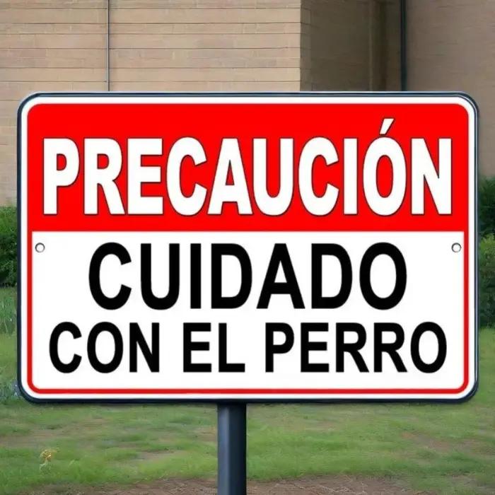 Panneau espagnol 'Beware of Dog' – Precaución Cuidado Con El Perro Bite | Décor d'avertissement rustique