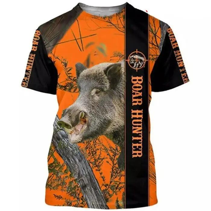 T-shirt pour homme à imprimé 3D de sanglier camouflage