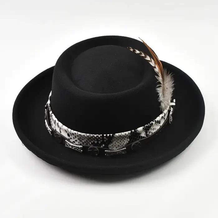 Chapeau de tarte de porc en feutre doux en laine d'imitation classique pour hommes chapeau Fedora en