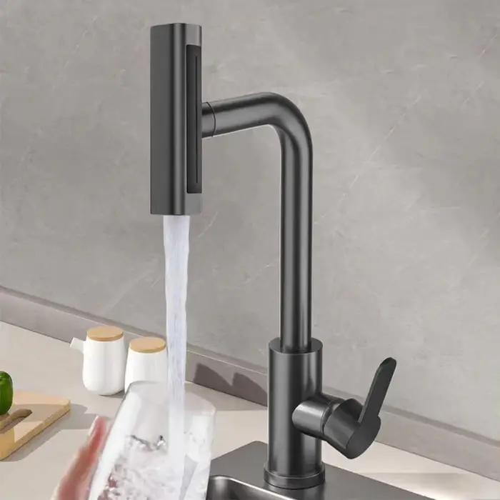 Robinet cuisine inox acier 4 modes pulvérisation mélangeur eau chaude froide ferme roulotte camping-car