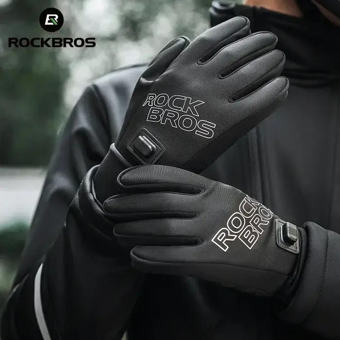 ROCKBROS gants chauffants USB écran tactile rechargeable bout des doigts grande zone de chauffage