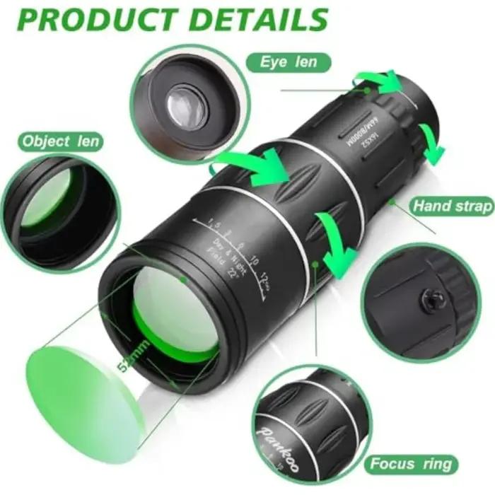 Monoculaire 16x52 HD pour chasse adulte - Grossissement puissant pour observation animalière précise