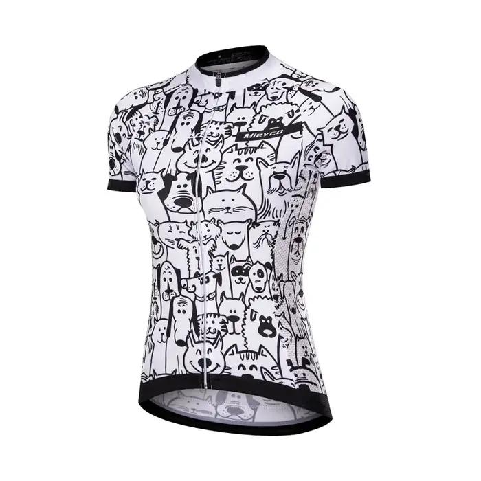 Maillot de cyclisme avec poches arrière pour femme, vêtements de vélo, vêtements de VTT, blanc, chem