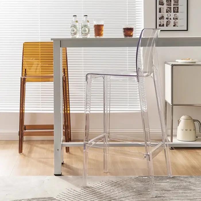 Tabouret de Bar moderne en acrylique transparent, chaise ergonomique à hauteur de comptoir, siège d'