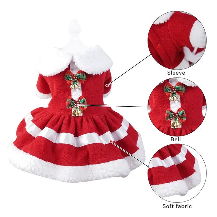 Robes de Noël pour petits chiens chats automne hiver nouvel an classique ceinture rouge vêtements