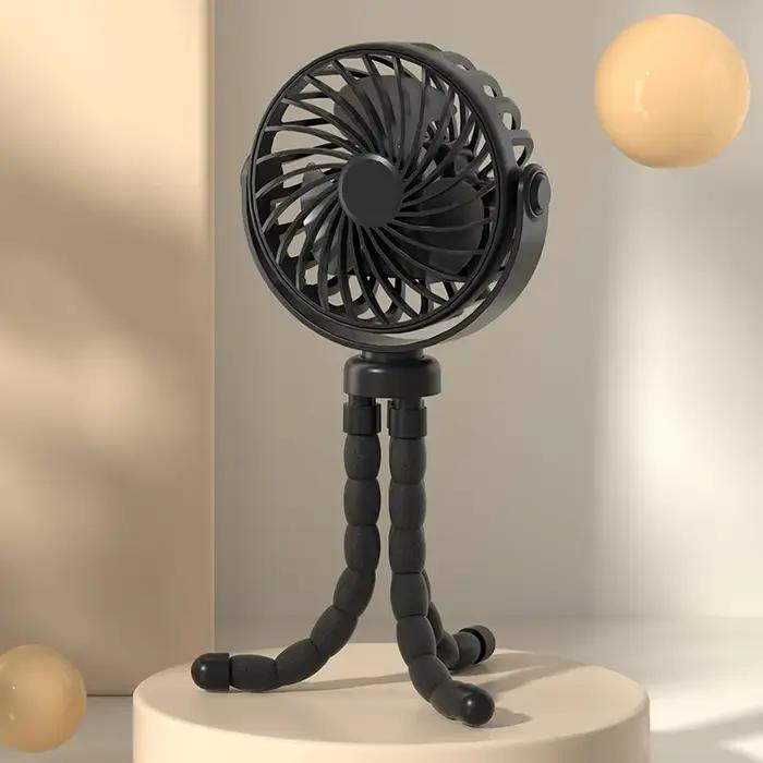 Mini ventilateur pieuvre pour poussette anti-pincement veilleuse 3 vitesses USB rechargeable pour bébé sorties occasions spéciales