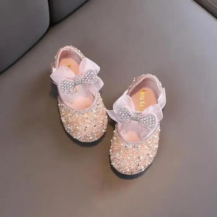 Chaussures de princesse à paillettes et strass pour filles, chaussures de danse de fête pour enfants