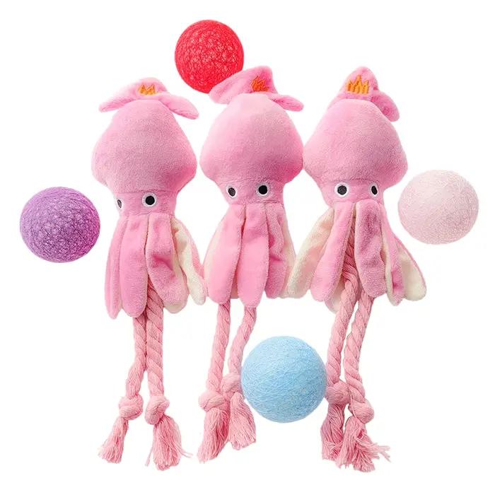 Jouet en peluche en forme de poulpe pour chiens et chats, jouet grinçant et à mâcher, fournitures pour animaux de compagnie, jeu interactif pour chiots et chats, cadeau pour animaux de compagnie