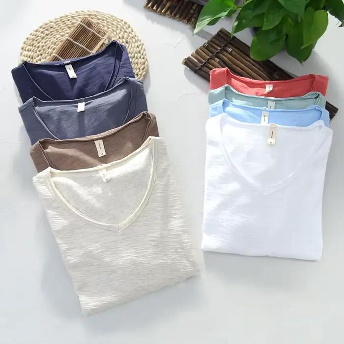 T-Shirt en coton col en V style italien décontracté pour homme pour toutes les saisons et toutes les occasions