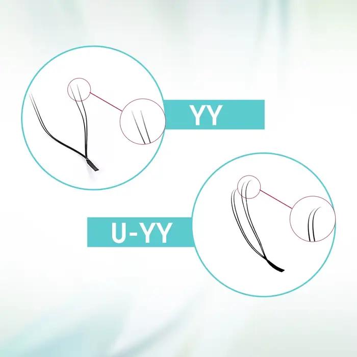 FADVAN 10 Pcs Extensions de cils YY en forme de U, cils YY étroits, courbure C D, faux cils doux et