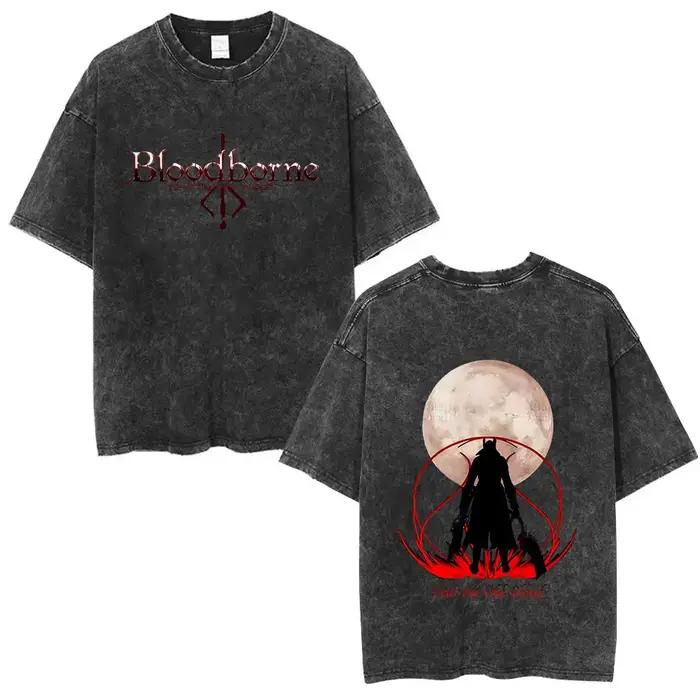 T-shirt délavé vintage avec logo Bloodborne imprimé