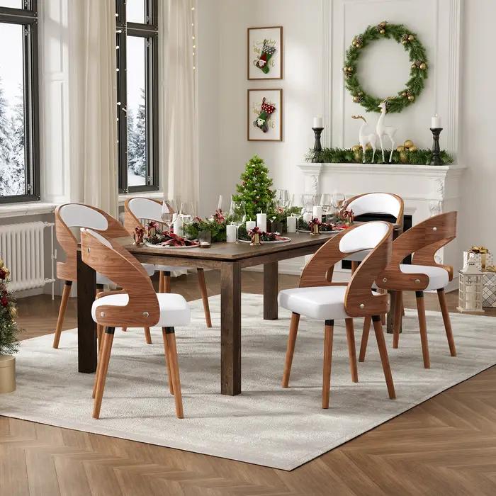 Chaises de salle à manger en bois Farini, ensemble de 2 chaises de salle à manger modernes rembourré
