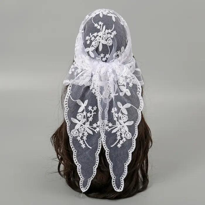 Mode Ins dentelle cheveux écharpe femmes rétro Triangle bandes de cheveux Vintage triangulaire foula