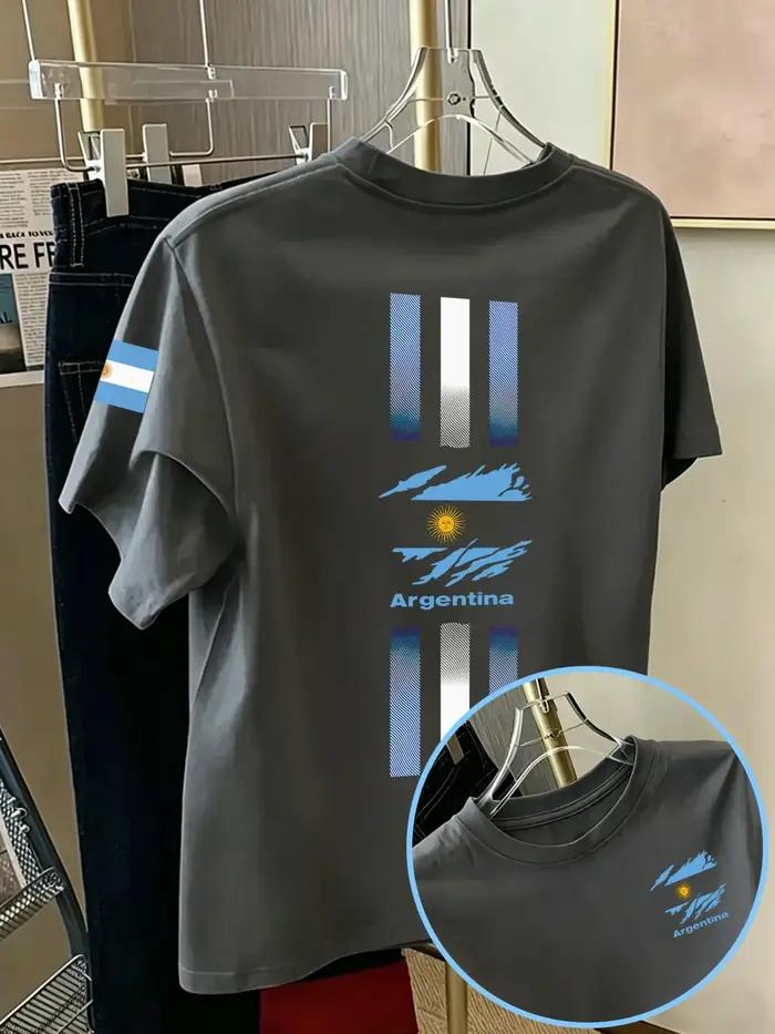 T-shirt pour homme de l'équipe de football argentine, 100% coton, décontracté d'été, motif drapeau n