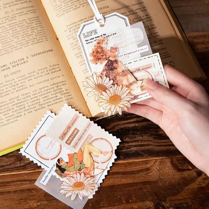 Journal GO 15 pièces élégant lecture fille autocollant pack créatif papier scrapbooking album carte planificateur occasions spéciales