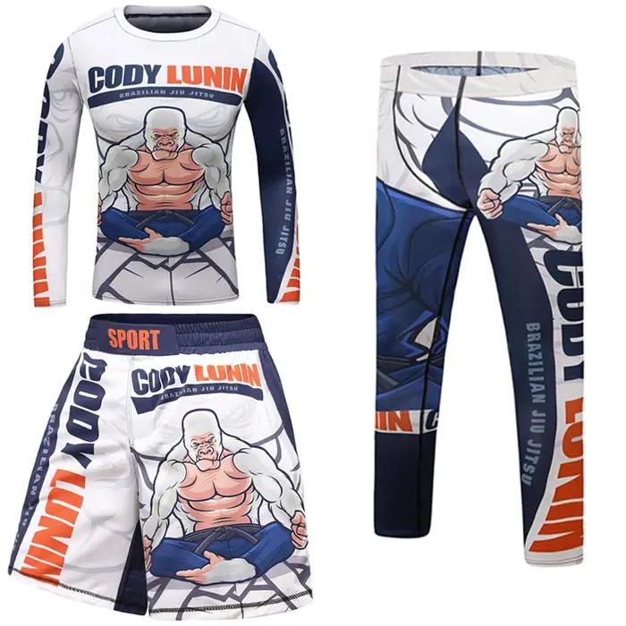 Ensemble d'entraînement de boxe pour enfants, chemise et pantalon de compression pour garçons, Muay