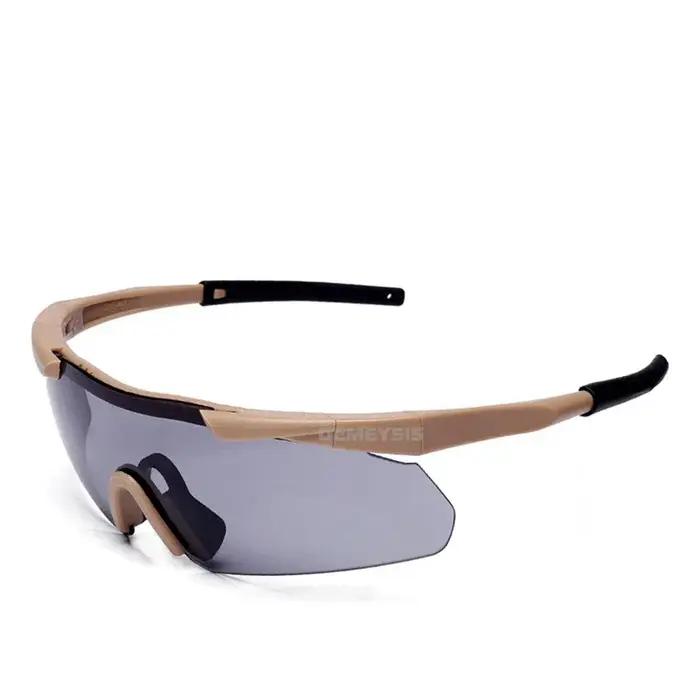 Lunettes tactiques de tir avec 3 verres interchangeables pour hommes, idéales pour le sport en extérieur, la randonnée et la moto