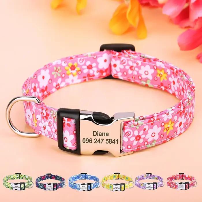 Collier de chien à fleurs en nylon Colliers de chiot