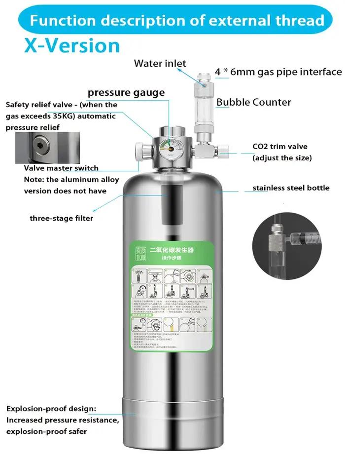 Générateur de CO2 pour aquarium, système de générateur à intervalles de CO2, électrovanne, diffuseur