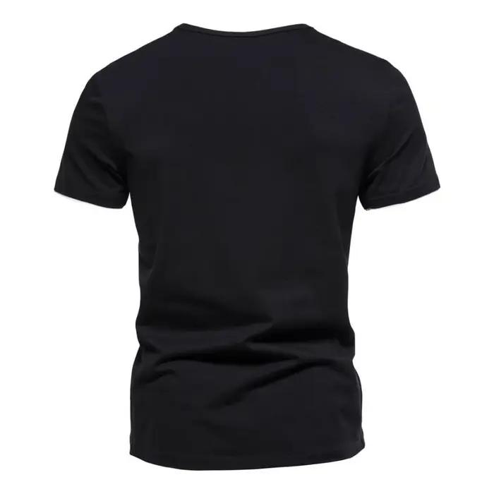 Henley – T-shirt manches courtes col en v pour homme, décontracté, coupe cintrée, basique, ample, Fi