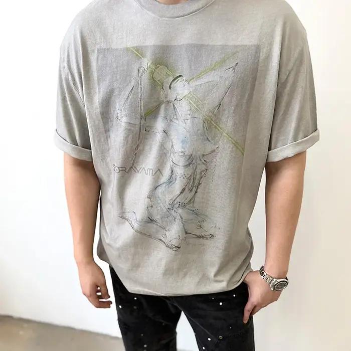 26SS High Street Vintage lavé sale Saint T-Shirt hommes femmes Top qualité coton