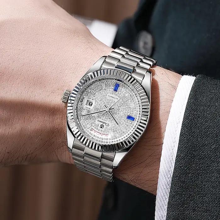 Montre mécanique homme automatique 41MM luxe style affaires bracelet acier relogios 6075 élégante