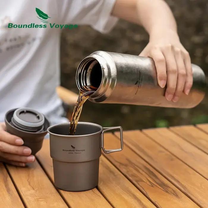 Boundless Voyage-Bouteille isotherme en titane avec couvercle à crochet, thermos isolé, grande capac