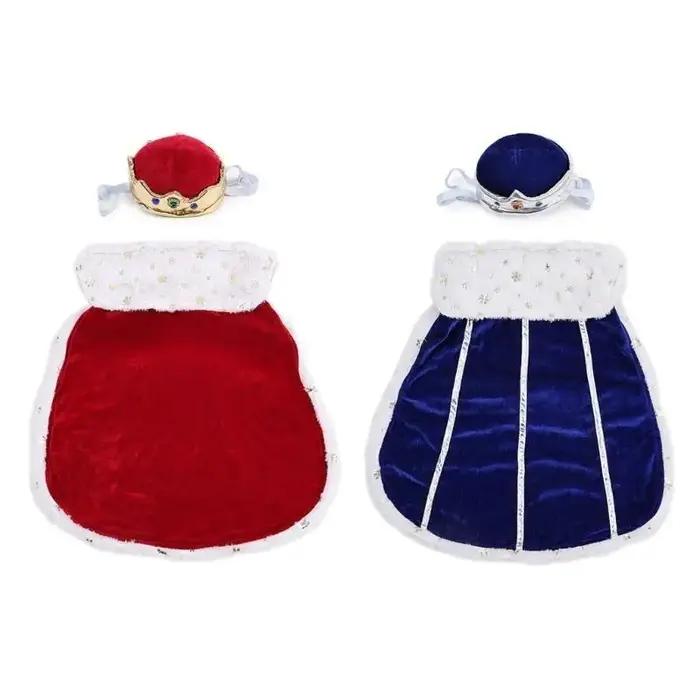 E8BD – Costume fête pour chien Royal, ensemble élégant avec chapeau couronne, tenue Cosplay respirante pour animaux