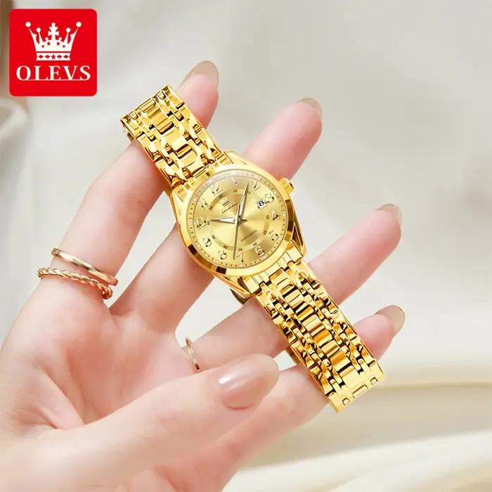 Montre femme OLEVS 3666 bracelet acier digital étanche calendrier quartz montre élégante cadeau original