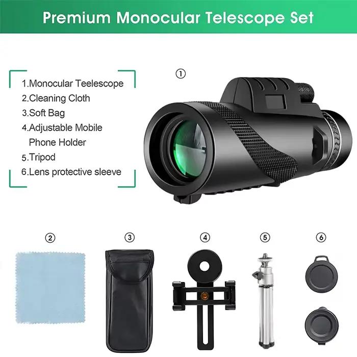 Télescope monocular 80x100 HD zoom puissant portable avec trépied pour chasse longue distance camping