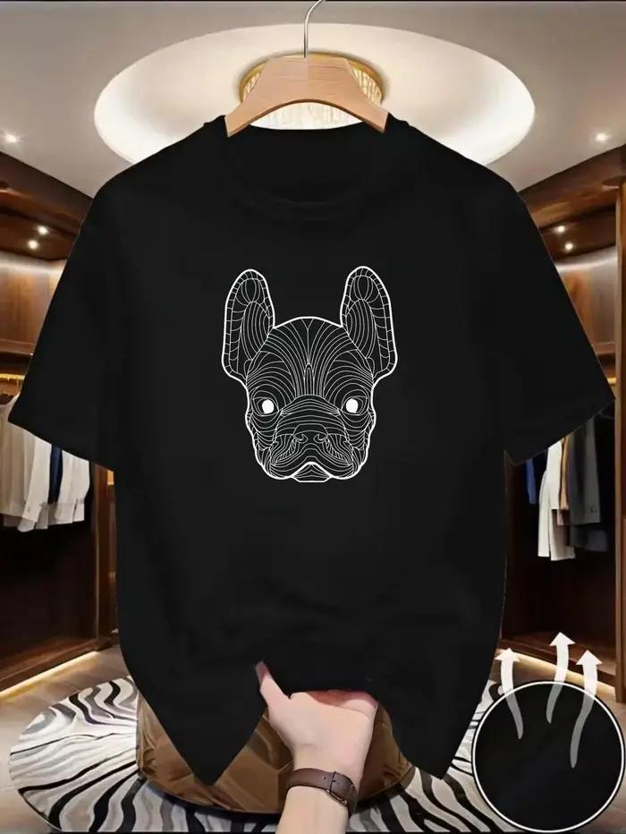 Vêtements d'été décontractés avec un motif de dessin au trait d'un bouledogue français sur un t-shir